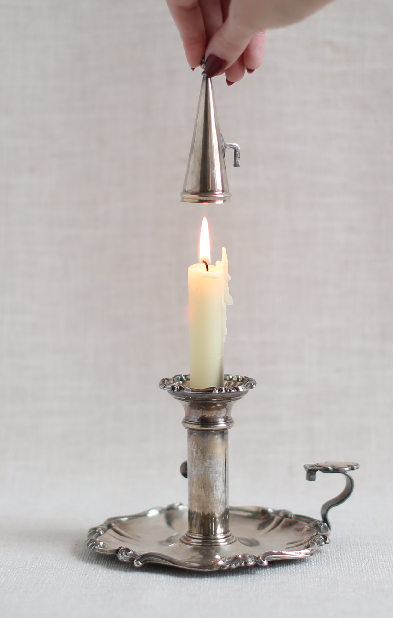 19th Century Silver Candle Holder & Snuffer — Curio Shop